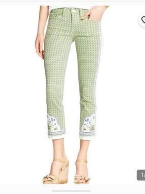 Tory Burch Mia Slim Boot Cropped Botanical Print Jean Size 29 pedal pusher capri